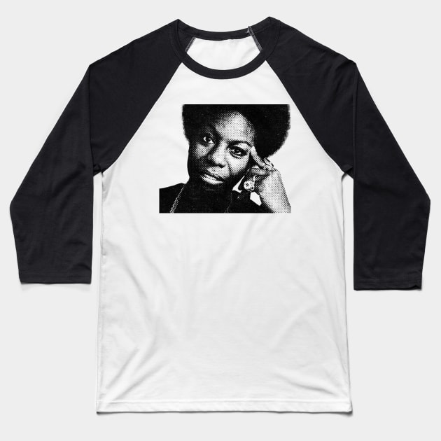 Nina Simone Halftone Baseball T-Shirt by Resdis Materials